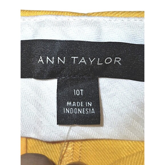 Ann Taylor The Ankle 10T Crop Linen Blend Dress Slacks Pant Yellow NWT  *FLAW* - Picture 2 of 7